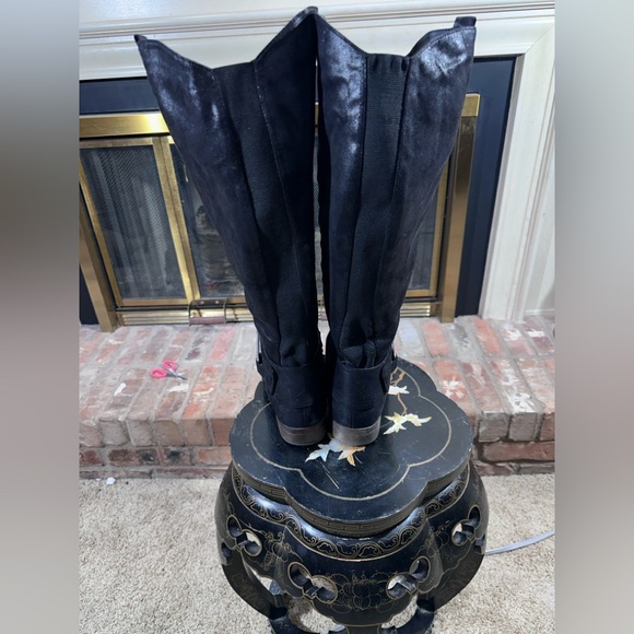 Torrid Black Knee High Moto Boots 10W Wide Calf Faux Leather Zip Riding Boot - Picture 5 of 14